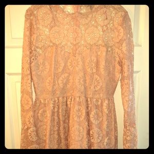 Pink mini lace dress.